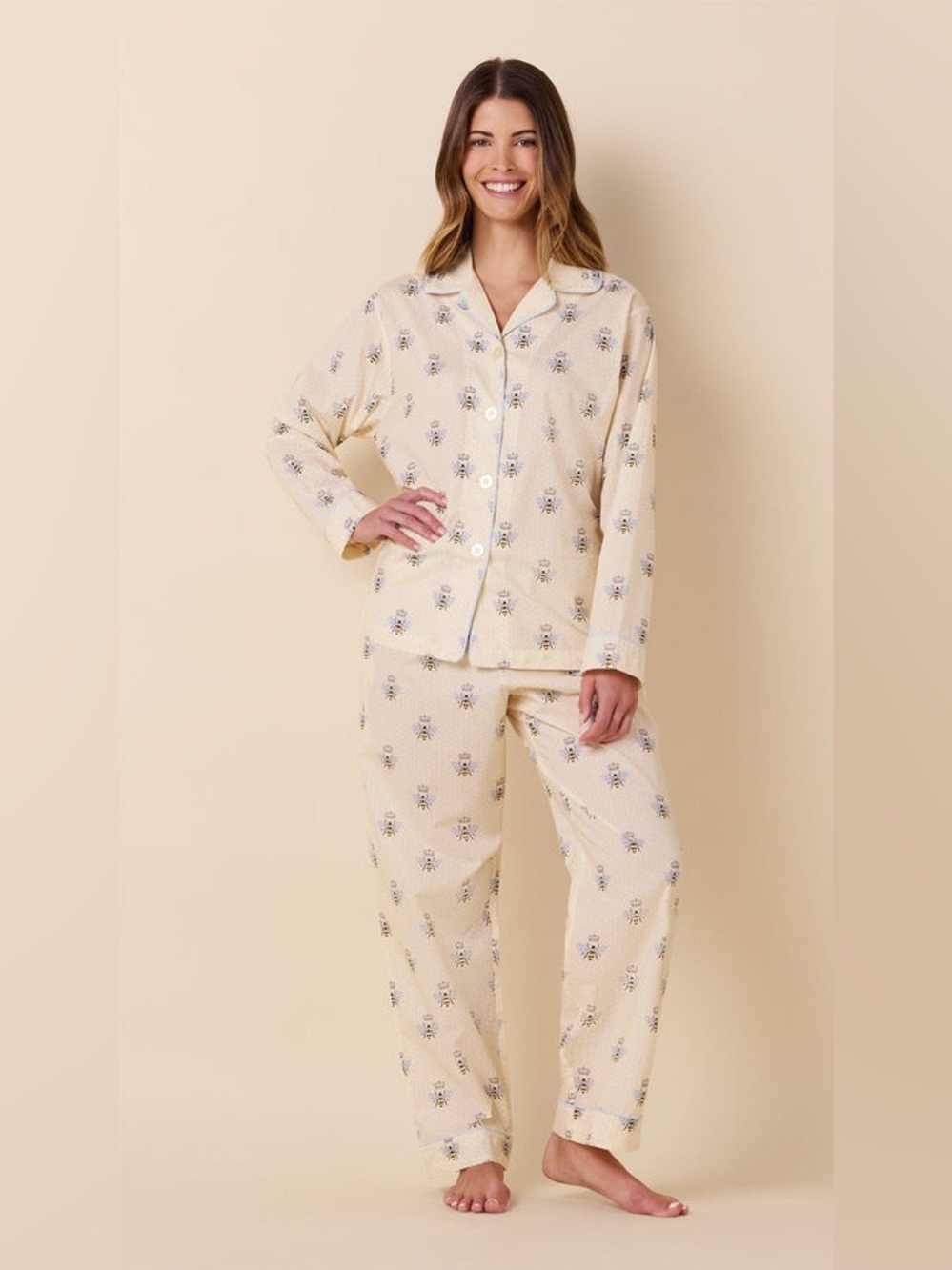 The Cat’s Pajamas Luxe Pima Queen Bee Honey Bee Pajama Set Size S